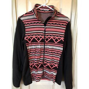 Spyder Womens Pink & Black Size 8 Geometric Long Sleeve Full Sleeve Sweater